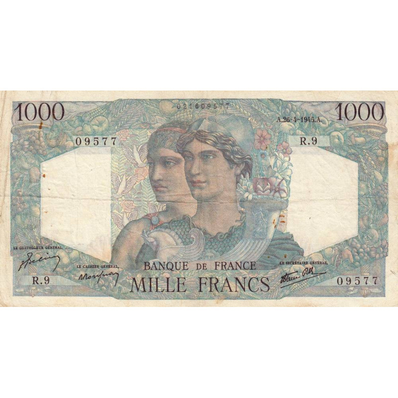 F 41-02 - 26/04/1945 - 1000 francs - Minerve et Hercule - Etat : TB+