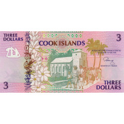 Cook (îles) - Pick 7 - 3 dollars - Série AAA - 1992 - Etat : NEUF