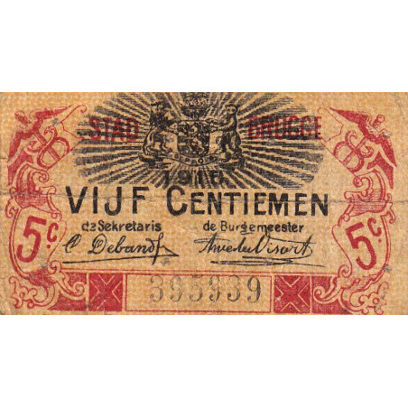 Belgique - Bruge - BR193 - 5 centimes - 01/06/1915 - Etat : TB