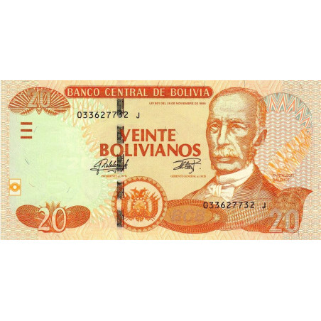 Bolivie - Pick 244 - 20 bolivianos - Série J - Loi 1986 (2015) - Etat : NEUF