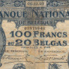 Belgique - Pick 102 - 100 francs ou 20 belgas - 06/10/1927 - Etat : B-