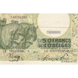 Belgique - Pick 106_6 - 50 francs ou 10 belgas - 05/01/1945 - Etat : TTB