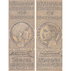 Belgique - Pick 107_1 - 100 francs ou 20 belgas - 09/07/1935 - Etat : TTB+