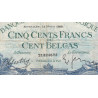 Belgique - Pick 109_1 - 500 francs ou 100 belgas - 10/05/1939 - Etat : TB-