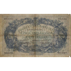 Belgique - Pick 109_1 - 500 francs ou 100 belgas - 10/05/1939 - Etat : TB-