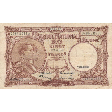 Belgique - Pick 111_5 - 20 francs - 06/05/1947 - Etat : TB