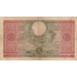 Belgique - Pick 123 - 100 francs ou 20 belgas - Série 2 - 01/02/1943 - Etat : TB-