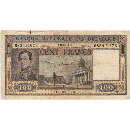 Belgique - Pick 126_2 - 100 francs - 30/04/1949 - Etat : TB-