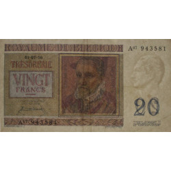 Belgique - Pick 132a - 20 francs - Série A07 - 01/07/1950 - Etat : TTB+