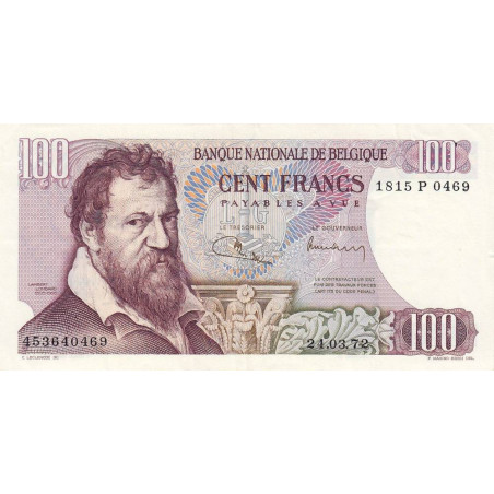 Belgique - Pick 134b_2 - 100 francs - Série - 24/03/1972 - Etat : SUP à SPL