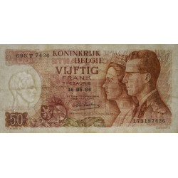 Belgique - Pick 139_2 - 50 francs - Série 693 T - 15/06/1966 (1975) - Etat : SUP