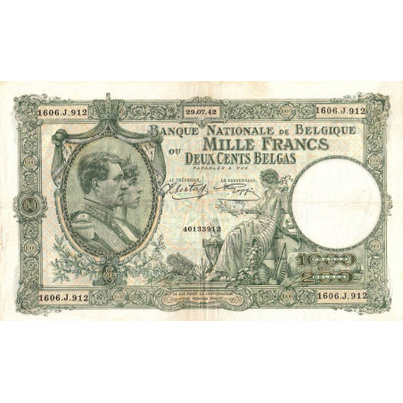 Belgique - Pick 110_2 - 1'000 francs ou 200 belgas - 29/07/1942 - Etat : SUP