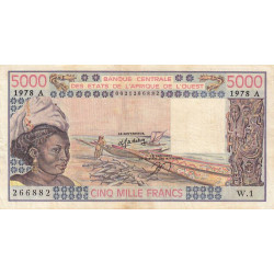 Côte d'Ivoire - Pick 108Ab - 5'000 francs - Série W.1 (remplacement) - 1978 - Etat : TB