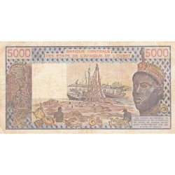 Côte d'Ivoire - Pick 108Ak - 5'000 francs - Série O.5 - 1983 - Etat : TB-