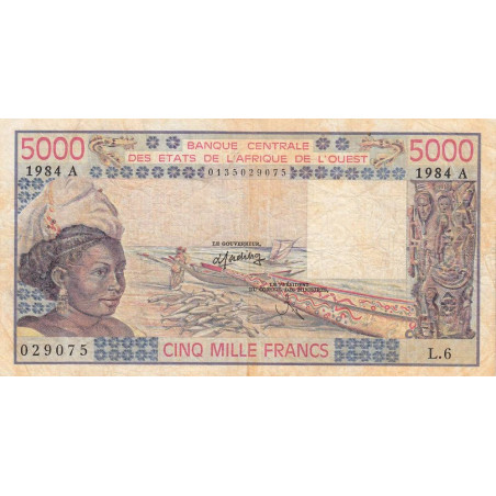 Côte d'Ivoire - Pick 108Al - 5'000 francs - Série L.6 - 1984 - Etat : TB-