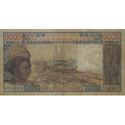 Côte d'Ivoire - Pick 108Al - 5'000 francs - Série L.6 - 1984 - Etat : TB-