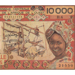 Côte d'Ivoire - Pick 109Ad_1- 10'000 francs - Série B.6 - Sans date (1977) - Etat : TB-