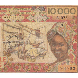 Côte d'Ivoire - Pick 109Ag - 10'000 francs - Série A.023 - Sans date (1985) - Etat : TB-