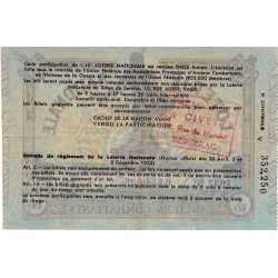 1937 - Loterie Nationale - 12e tranche - 1/10ème - Etat : SUP