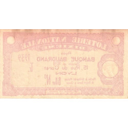 1939 - Loterie Nationale - 1/10ème - Lyon - Banque Baudrand - Epreuve - Etat : TTB+