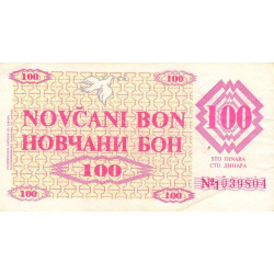 Bosnie-Herzégovine - Pick 6g - 100 dinara - Série M - 11/05/1992 - Etat : TTB+
