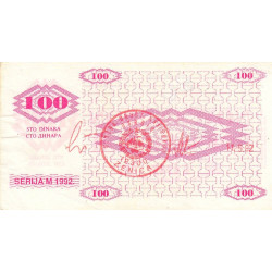 Bosnie-Herzégovine - Pick 6g - 100 dinara - Série M - 11/05/1992 - Etat : TTB+