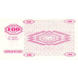 Bosnie-Herzégovine - Pick 6r - 100 dinara - Série M - 1992 - Etat : NEUF