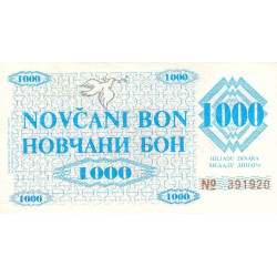 Bosnie-Herzégovine - Pick 8g - 1'000 dinara - Série M - 11/05/1992 - Etat : SPL