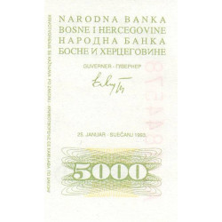 Bosnie-Herzégovine - Pick 16a - 5'000 dinara - Série AC - 25/01/1993 - Etat : NEUF