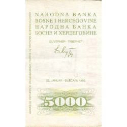 Bosnie-Herzégovine - Pick 16b_1 - 5'000 dinara - Série AD - 25/01/1993 - Etat : TTB