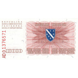 Bosnie-Herzégovine - Pick 17a - 10'000 dinara - Série AD - 25/01/1993 - Etat : NEUF