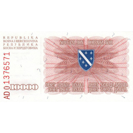 Bosnie-Herzégovine - Pick 17a - 10'000 dinara - Série AD - 25/01/1993 - Etat : NEUF