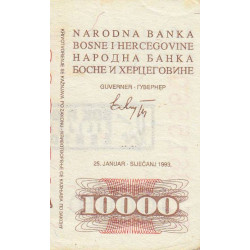 Bosnie-Herzégovine - Pick 17b_2 - 10'000 dinara - Série ZE - 25/01/1993 - Etat : TTB