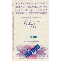 Bosnie-Herzégovine - Pick 34a - 100'000 sur 10 dinara - Série GF - 01/09/1993 - Etat : SUP