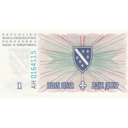 Bosnie-Herzégovine - Pick 39 - 1 dinar - Série AH - 15/08/1994 - Etat : NEUF