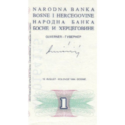 Bosnie-Herzégovine - Pick 39 - 1 dinar - Série AH - 15/08/1994 - Etat : NEUF