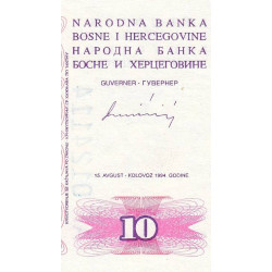 Bosnie-Herzégovine - Pick 41 - 10 dinara - Série AF - 15/08/1994 - Etat : NEUF