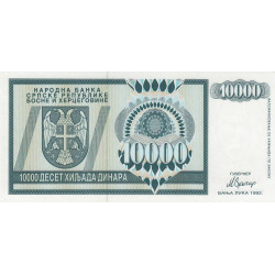 Bosnie-Herzégovine - Pick 139 - 10'000 dinara - Série AA - 1992 - Etat : NEUF