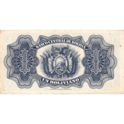 Bolivie - Pick 128a_8 - 1 boliviano - Série C12 - Loi 1928 (1948) - Etat : TTB