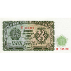 Bulgarie - Pick 81 - 3 leva - 1951 - Etat : NEUF