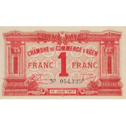 Agen - Pirot 2-9 variété - 1 franc - 14/06/1917 - Etat : SUP+