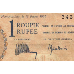Inde Française - Pick 4d_1 - 1 roupie - Série B.69 - 13/02/1936 - Etat : TB+