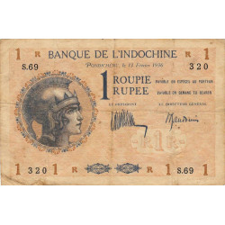 Inde Française - Pick 4d-1 - 1 roupie - 1936 - Etat : TB+