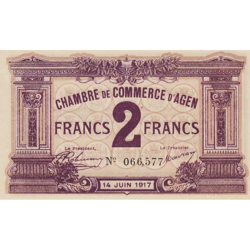 Agen - Pirot 2-11 - 2 francs - 14/06/1917 - Etat : SPL