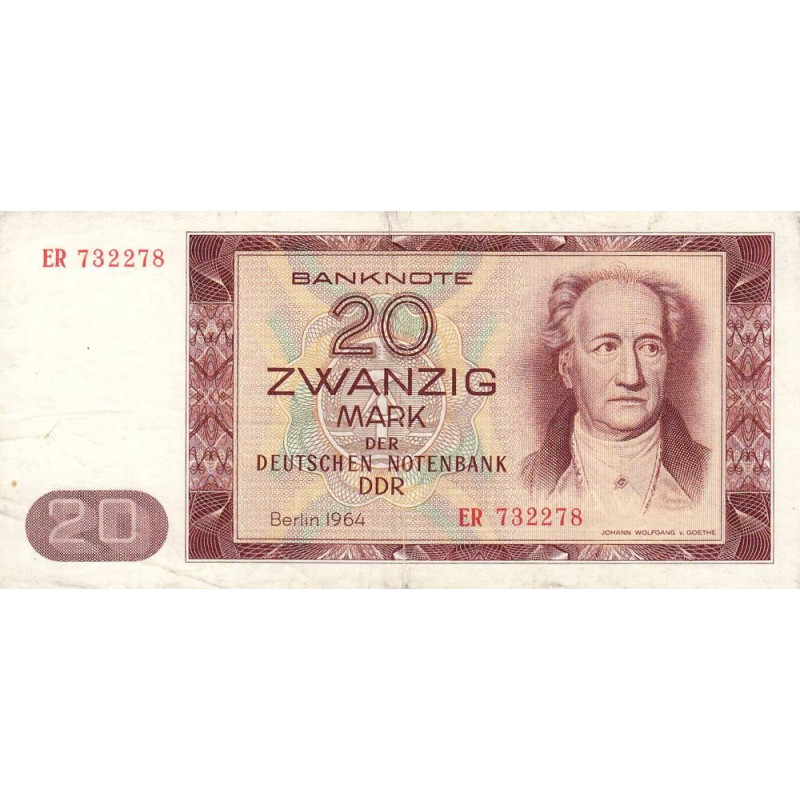 Allemagne RDA - Pick 24a - 20 mark der Deutschen Notenbank - 1964 - Etat : TTB