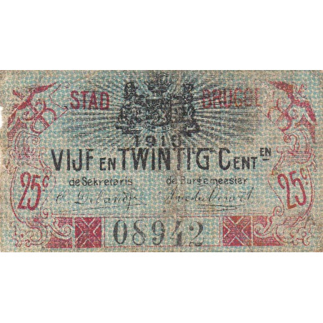 Belgique - Bruge - BR194 - 25 centimes - 01/06/1915 - Etat : TB