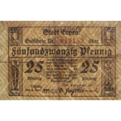 Belgique - Eupen - EU non rép. - 25 pfennig - 02/11/1918 - Etat : TB-