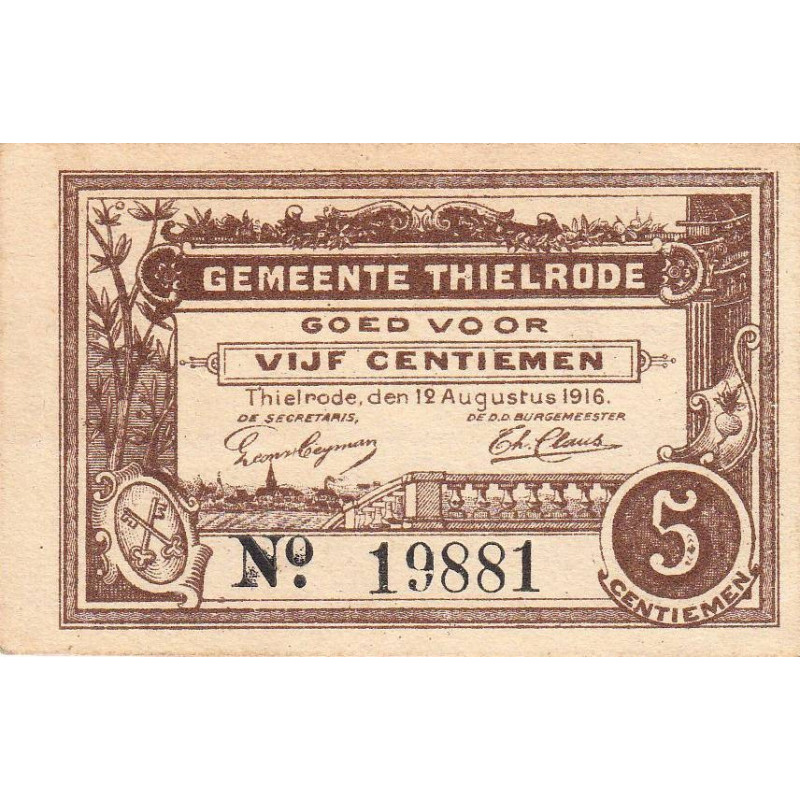 Belgique - Thielrode - BR194 - 25 centimes - 12/08/1916 - Etat : SPL