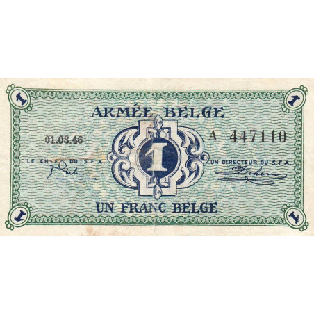 Belgique - Occupation de l'Allemagne - Pick M1a - 1 franc - Série A - 1946 - Etat : TTB