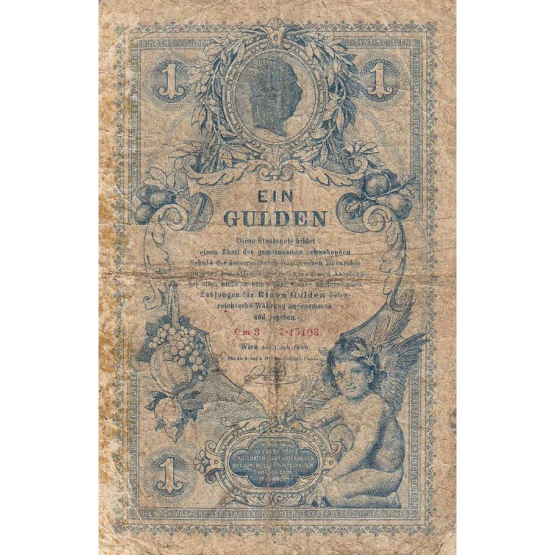 Autriche - Pick A156 - 1 gulden - 01/07/1888 - Etat : B